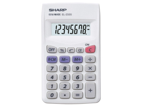 SHARP Calculatrice modèle EL 233S, alimentation par batterie