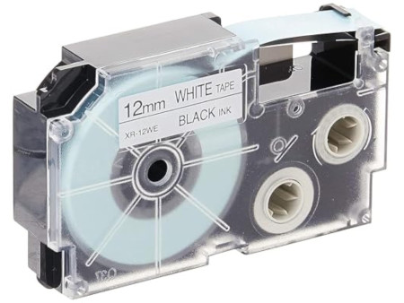 CASIO Cassette à ruban XR, 12 mm / 8 m, noir sur blanc