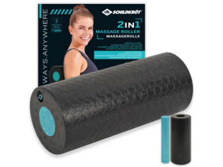 SCHILDKRÖT Rouleau de massage 2 en 1, noir/bleu