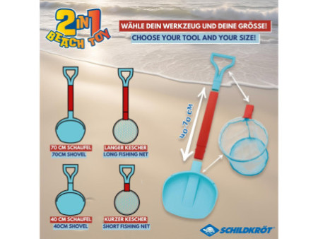 SCHILDKRÖT Kit de jouets de plage 2 en 1, rouge/bleu