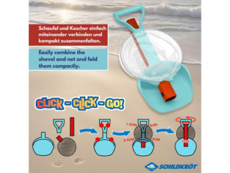 SCHILDKRÖT Kit de jouets de plage 2 en 1, rouge/bleu