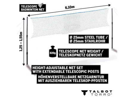 TALBOT torro Filet complet de badminton télescopique
