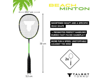 TALBOT torro Kit de beachminton, couleur: noir-vert fluo