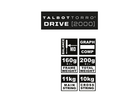 TALBOT torro Raquette de squash Drive 2000, noir/jaune