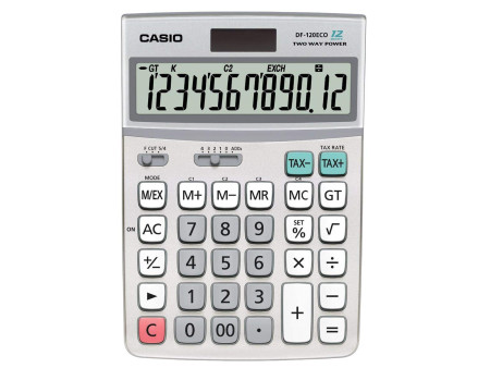 CASIO Calculatrice de bureau DF-120 ECO, solaire / pile