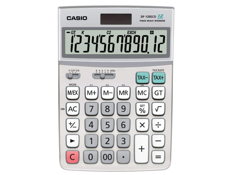 CASIO Calculatrice de bureau DF-120 ECO, solaire / pile