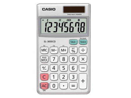 CASIO calculatrice SL-305 ECO, fonctionnement par pile ou