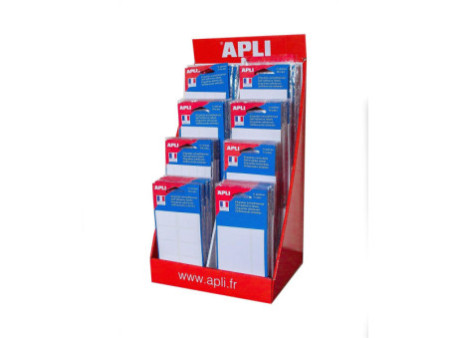 APLI Etiquettes blanches assorties, en présentoir de 160