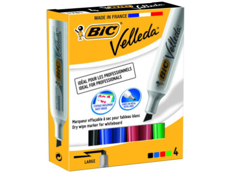 BIC Marqueur pour tableau blanc Velleda 1781, étui de 4