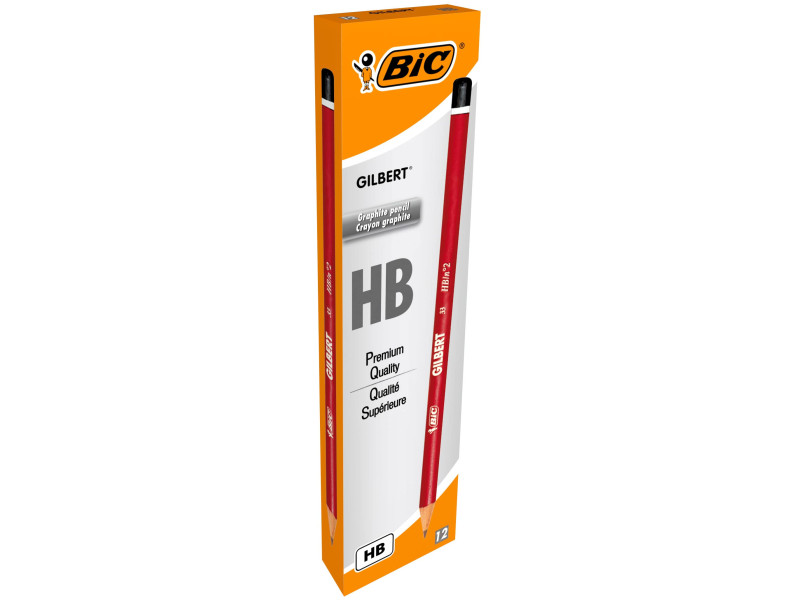 BIC Crayon Gilbert 33, dureté: HB, rond, laqué en rouge