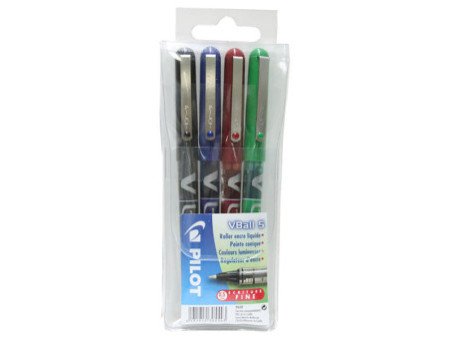 PILOT Stylo roller V Ball VB 5, étui de 4 stylos roller