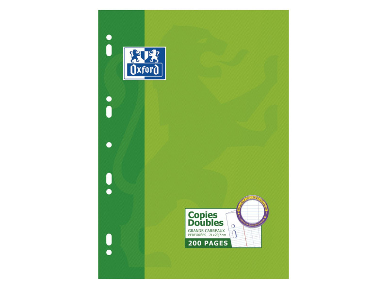 Oxford Copies doubles perforées, A4, séyès, 200 pages