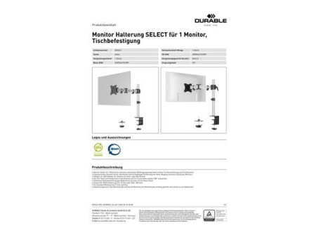 DURABLE Support SELECT pour 1 écran, pince