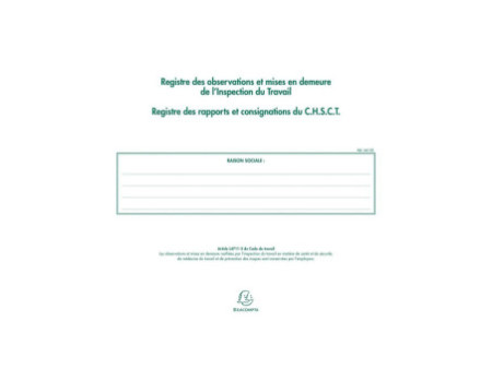 EXACOMPTA Piqûre 'Inspection du travail et CHSCT'