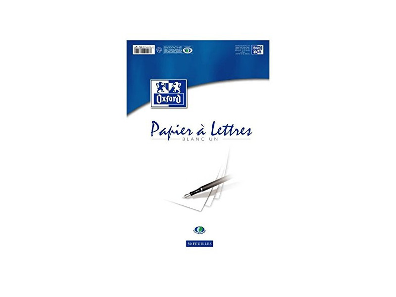 Oxford Bloc de correspondance, A4, blanc, uni