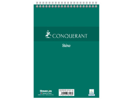 CONQUERANT SEPT Bloc sténo à spirale, A5, uni, 90 feuilles