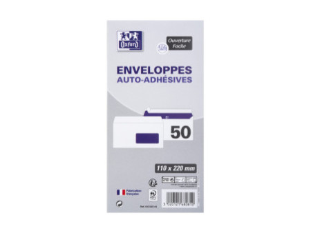 Oxford Enveloppes, DL, 110 x 220 mm, 80 g, auto-adhésives