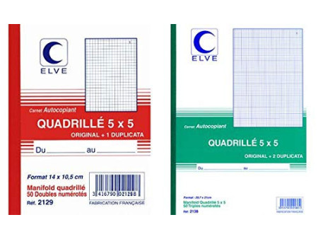 ELVE Manifold quadrillé (5/5), 140 x 105 mm, dupli