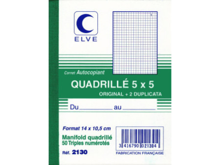 ELVE Manifold quadrillé (5/5), 140 x 105 mm, tripli