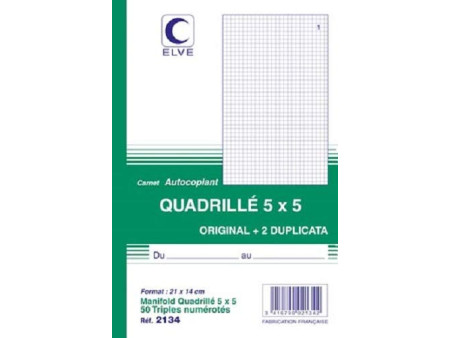 ELVE Manifold quadrillé (5/5), 140 x 210 mm, tripli