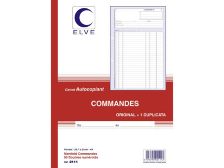 ELVE Manifold 'Commandes', 297 x 210 mm, dupli