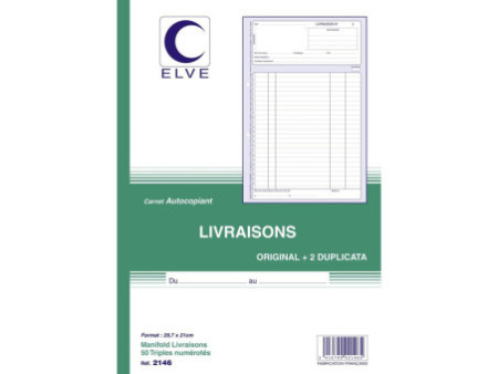 ELVE Manifold 'Livraisons', A4, tripli