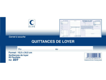 ELVE Carnet à souche 'Quittances de loyer', 105 x 243 mm