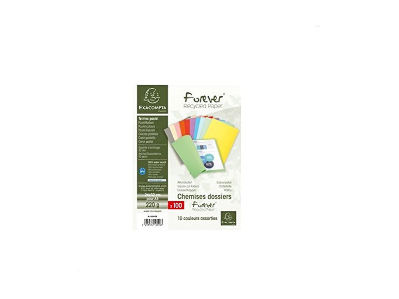 EXACOMPTA Chemises FOREVER 250, A4, assorti
