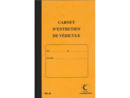 ELVE Carnet d'entretien de véhicule, 32 pages