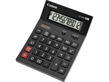 Canon Calculatrice de bureau AS-2200, énergie solaire/ pile