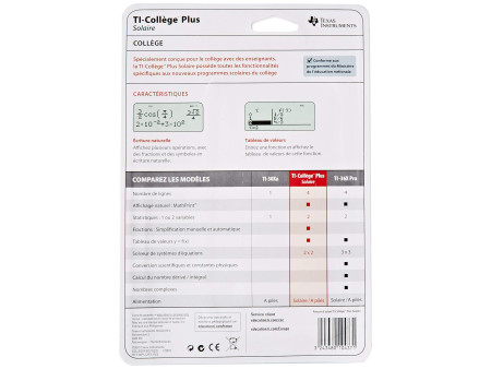 TEXAS INSTRUMENTS Calculatrice TI-Collège Plus Solaire