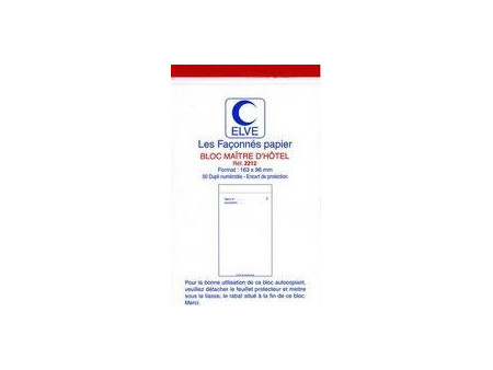 ELVE Bloc Maître d'Hôtel, 96 x 165 mm, 50 feuillets dupli