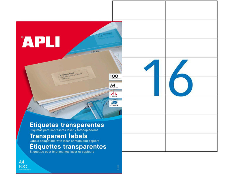 APLI Etiquettes translucides, 105 x 37 mm