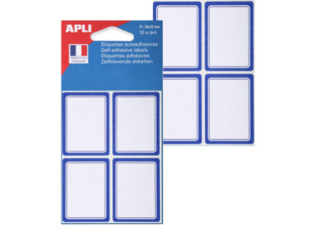APLI Etiquettes pour livre, cadre bleu, 38 x 50 mm, uni