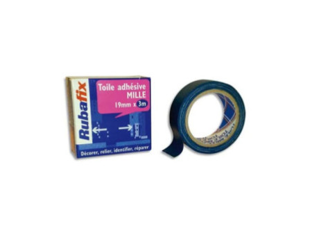 Rubafix Ruban toile, se découpe à la main, plastifié, bleu
