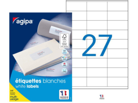 agipa Etiquette universelle, 70 x 31 mm, coins droits