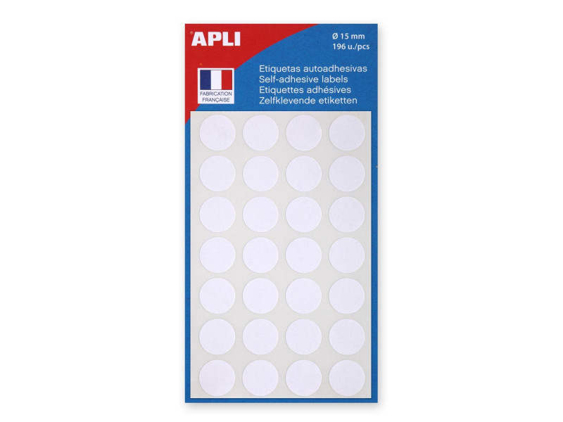 APLI Pastille de signalisation, diamètre: 15 mm, blanc