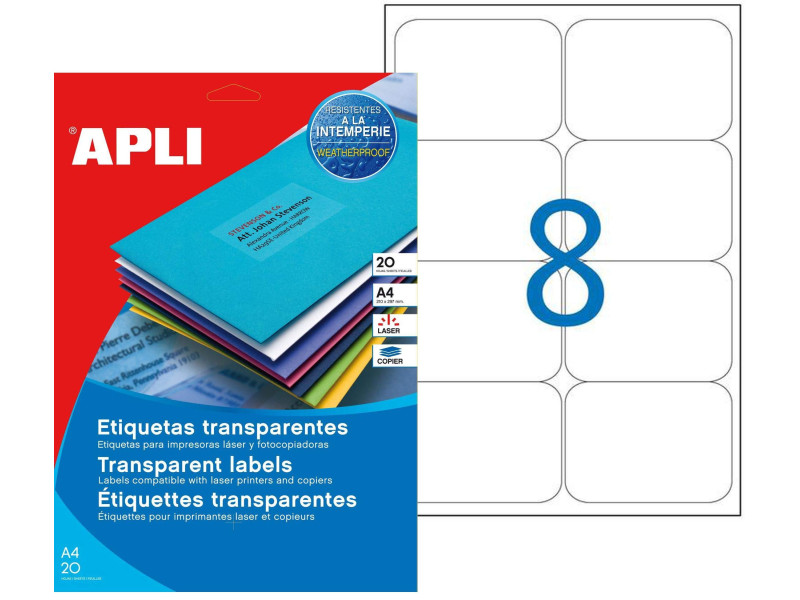 APLI Etiquettes translucides, 99,1 x 67,7 mm
