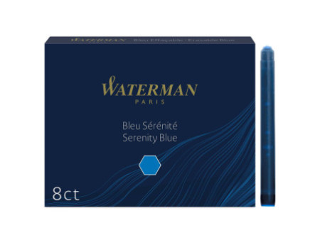 WATERMAN Cartouche d'encre longue, bleu sérénité