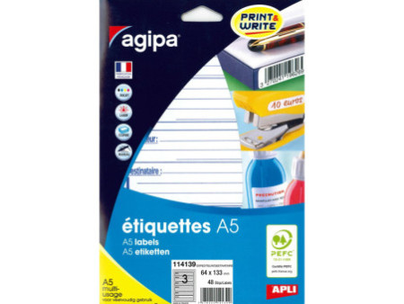 agipa Etiquettes 'expéditeur/destinataire', 64 x 133 mm