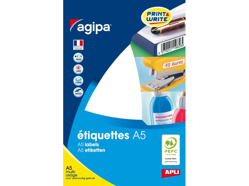agipa Etiquette universelle, 24 x 33,5 mm, blanc