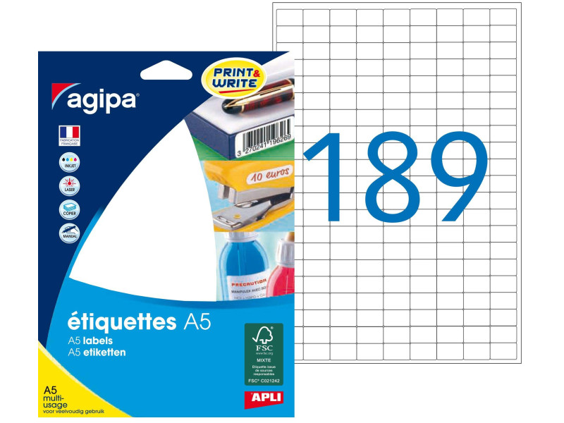 agipa Etiquette universelle, 9 x 13 mm, blanc