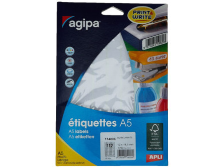 agipa Etiquette universelle, 12 x 18,3 mm, blanc