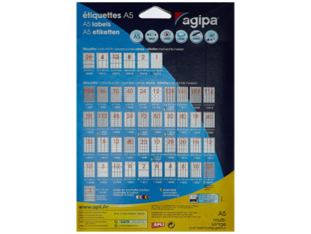 agipa Etiquette universelle, 12 x 18,3 mm, blanc