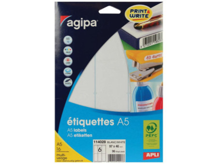 agipa Etiquette universelle, 97 x 46 mm, blanc