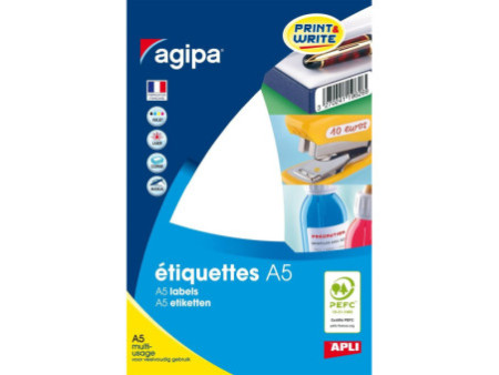 agipa Etiquette universelle, diamètre: 19 mm, rond, blanc