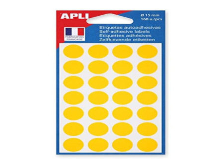 APLI Pastille de signalisation, diamètre: 15 mm, jaune