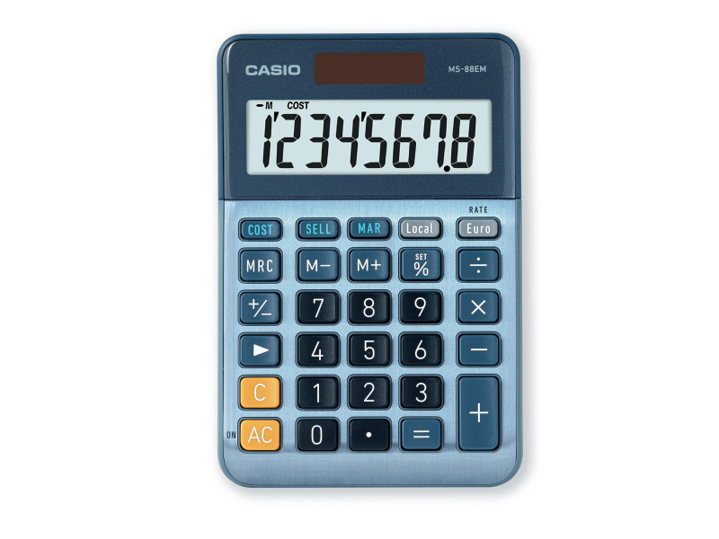 CASIO Calculatrice de bureau MS-88EM, 8 chiffres, argent