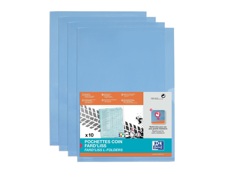 Oxford Pochettes coin Fard'Liss, A4, PVC 0,20 mm, bleu