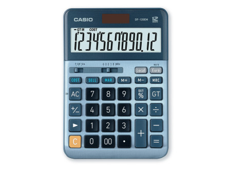 CASIO Calculatrice de bureau DF-120EM, 12 chiffres, argent